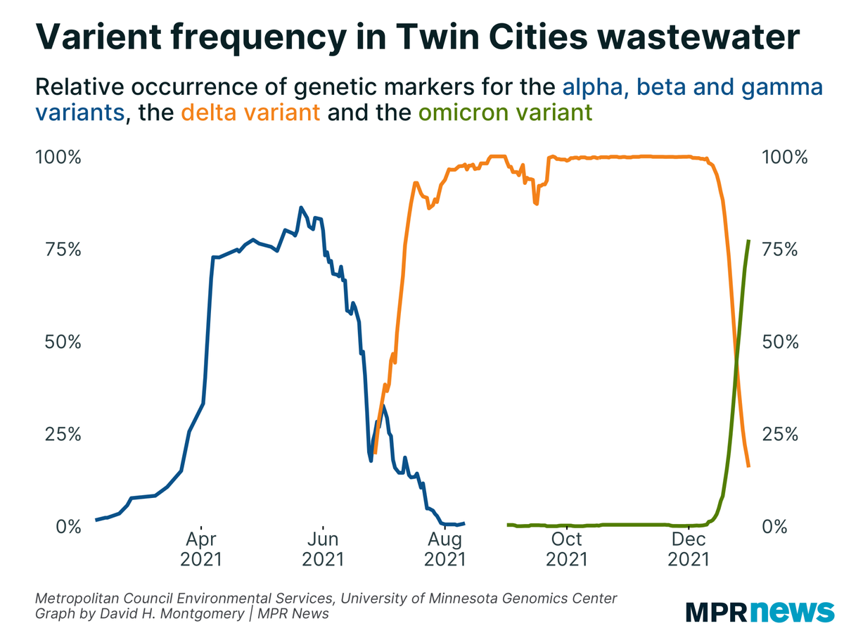 Variant frequency in Twin Cities wastewater